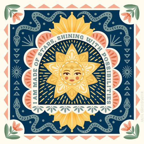 Summer Solstice Drawing, Folk Art Sun, Sunshine Drawing, Arte Folk, Sun Illustration, Amazing Art, Art Wallpaper, Work On, Art Inspo