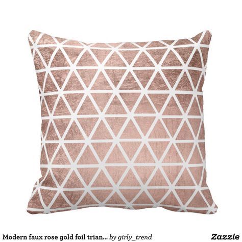 Rose Gold Throw Pillows, Rose Gold Bedroom, Triangles Pattern, Gold Throw, Gold Throw Pillows, Modern Blankets, Rose Gold Decor, Luxury Bedroom Design, Gold Bedroom