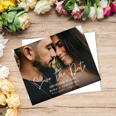 Budget Photo- Horizontal Save the Date | Zazzle Formal Invitations, Background Horizontal, Unique Save The Dates, Date Photo, Save The Date Photos, Simple Invitation, Budget Saving, Date Cards, Wedding Save The Date