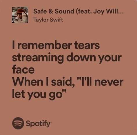 Taylor swift swifties lyrics spotify red Taylor’s version safe and sound hunger games Safe And Sound Taylor Swift Lyrics, Taylor Swift Safe And Sound, Safe And Sound Taylor Swift, Twenty Twenty, Swift Lyrics, Safe And Sound, Me Too Lyrics, Cozy Autumn, Taylor Swift Lyrics