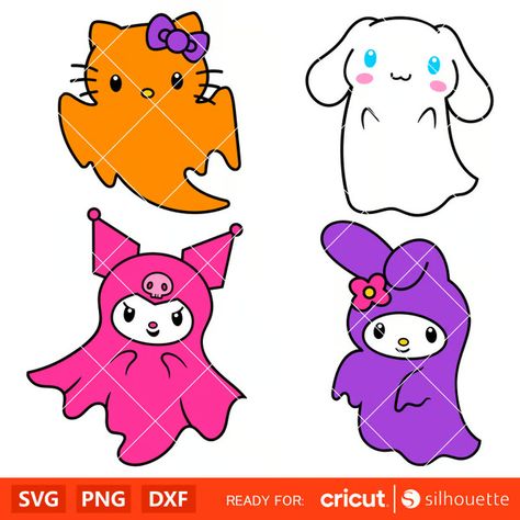 Sanrio Ghost Bundle Svg, Halloween Svg, Hello Kitty Svg, Kaw - Inspire Uplift Sanrio Ghost, Kawaii Svg, Hello Kitty Svg, Moldes Halloween, Hello Kitty Characters, Hello Kitty Halloween, Hello Kitty Art, Vector Cut Files, Trunk Or Treat