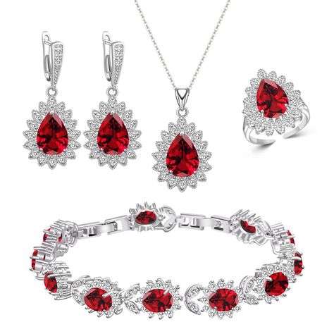 PRICES MAY VARY. 【LUXURY RED JEWELRY SET LIST】: Delicate and elegant cost-effective jewelry set, including earrings, pendant ，ring, necklace, bracelet, the metal is white gold plated copper, this is a perfect set of high quality jewelry in a luxurious royal blue jewelry box with logo inside the box" MEET YOU MEET LOVE "You can wear it yourself, or give it as a gift to your loved ones or friends and relatives. This will be a great surprise gift to express your love. 【PRODUCT DETAILS SIZE】:Necklac Blue Sapphire Jewelry Set, Royal Blue Jewelry, Red Jewelry Set, Sapphire Jewelry Set, Bracelets Luxury, Blue Sapphire Jewelry, Gem Jewelry, Pendant Ring, Women's Jewelry Sets