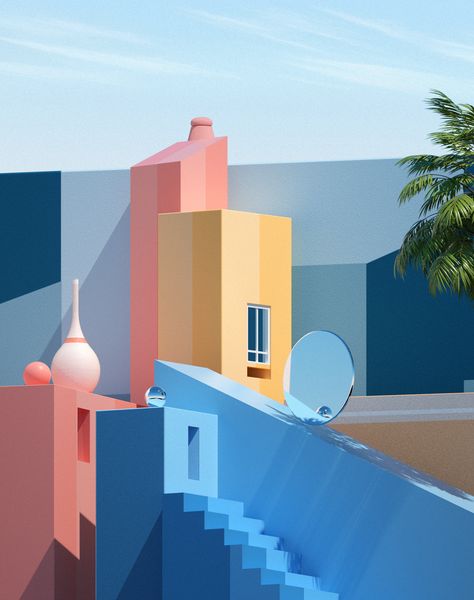 Pastel on Behance Postmodern Color Palette, Abstract Buildings, Colourful Architecture, Interior Design Minimalist, Colour Architecture, Minimalist Photography, Minimalist Architecture, Foto Art, Motion Design