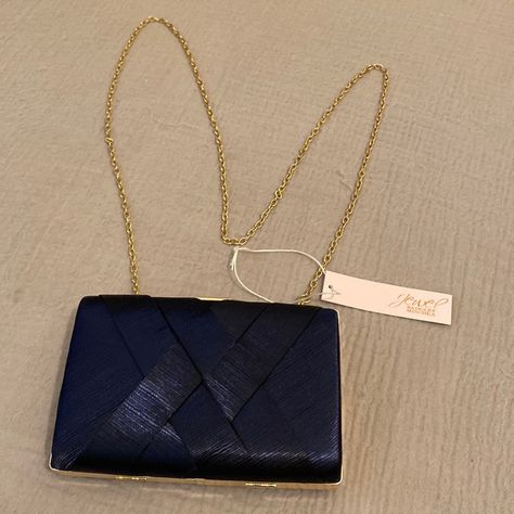 Jewel Badgley Mischka Navy Clutch/ Shoulder Bag . Perfect Evening / Wedding Bag. New. ( A Few Scratches On Closing) Navy Clutch, Jewel Badgley Mischka, Wedding Bag, Evening Wedding, Badgley Mischka, Blue Gold, Bag Lady, Shoulder Bag, Navy