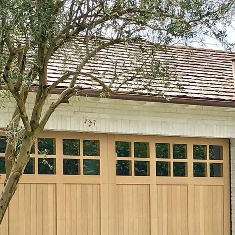 Ziegler Doors, Inc on Instagram: "White Oak garage doors definitely make a statement on this #customhome #exteriorstyling #whiteoakgaragedoors #woodgarage #homedecor #garagedoors #whiteoakdoor #doorart #handcraftedwood #tongueandgroove #frenchstyledoors #farmhouseexterior #farmhousegaragedoors #whiteoak #garagedoorideas #newhomeideas #whiteoakfrontdoor #whiteoakgates" Wooden Front Door And Garage Doors, White Oak Garage Door, Oak Garage Doors, Chi Garage Doors, Exterior Refresh, Oak Garage, Diy Garage Storage Ideas, Garage Door House, Diy Garage Work Bench