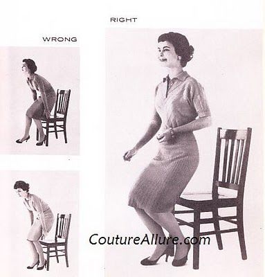 Couture Allure Vintage Fashion: Friday Charm School - How to Sit Like a Lady Part 1 Sit Like A Lady, Ettiquette For A Lady, Lady Rules, Table Etiquette, Lady Parts, Etiquette And Manners, Table Manners, She's A Lady, Act Like A Lady