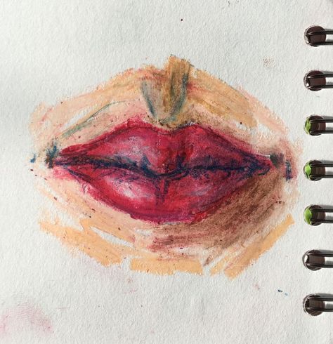 Oil Pastel Face Drawing, Oil Pastel Eye Drawing, Lips Oil Pastel, Oil Pastel Art Face, Drawing Using Oil Pastel, Simple Oil Pastel Art, Oil Pastel Face, Oil Pastles Drawings Aesthetic, Drawing Oil Pastels