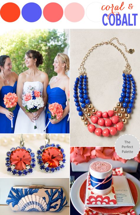 Color Story: Coral + Cobalt - www.theperfectpalette.com - Color Ideas for Weddings + Parties Lime Wedding, Wedding Color Schemes Blue, Wedding Color Scheme, Best Wedding Colors, Logo Colors, Royal Blue Wedding, Blue Wedding Flowers, Wedding Colors Blue, Coral Wedding