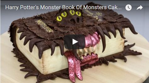 Harry Potter's Monster Book Of Monsters Cake Book Of Monsters Cake, Tort Harry Potter, Harry Potter Monster Book, Monsters Cake, Modeling Chocolate Recipes, Gateau Harry Potter, Book Of Monsters, Harry Potter Birthday Cake, Monster Book