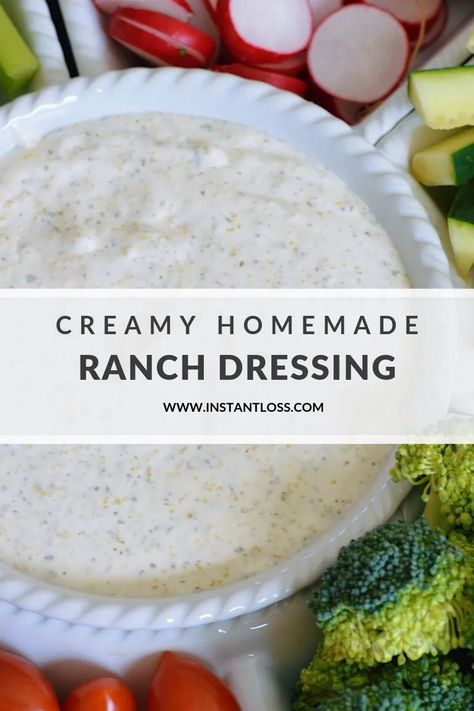 Creamy Homemade Ranch Dressing - Instant Loss - Conveniently Cook Your Way To Weight Loss Brittany Williams, Pantry Diy, Dairy Free Ranch Dressing, Healthy Ranch Dressing, Instant Loss, Ranch Dressing Dip, Dairy Recipes, Homemade Ranch Dressing, Homemade Ranch