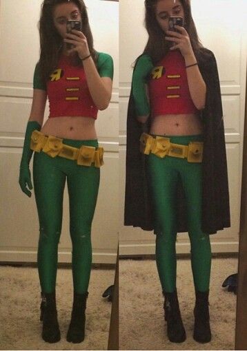 Robin Female Costume, Robin Cosplay Dc, Robin Halloween Costume Women, Robin Cosplay Teen Titans, Duo Halloween Costumes Sisters, Dc Costumes Female, Robin Teen Titans Costume, Robin Costume Women, Female Robin Costume