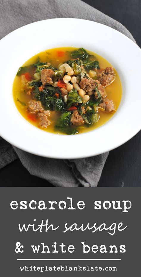 Sausage Leftovers, Escarole Soup Italian, Sausage And Escarole Soup, Escarole Bean Soup, Escarole And Bean Soup With Sausage, Sausage Escarole And Bean Soup, Italian Sausage Soup With White Beans And Spinach, Escarole And Beans With Sausage, Escarole And White Bean Soup