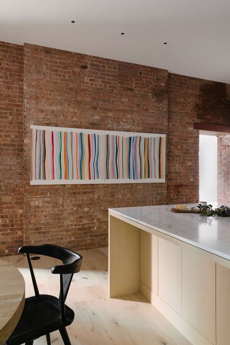 Brick Wall Apartment, Exposed Brick Interior, Nyc Loft, Brick Interior Wall, Brick Interior, Minimal Interior Design, Light Hardwood, Light Hardwood Floors, Exposed Brick Walls