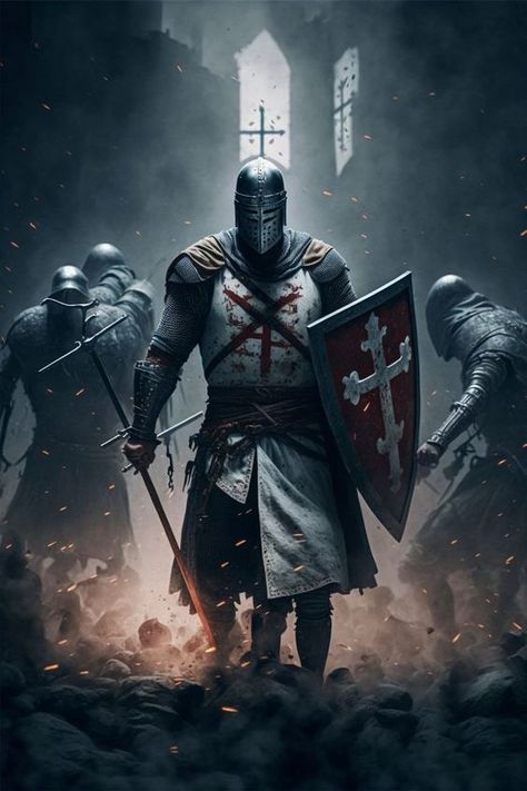 Templar Knight Tattoo, Temple Knights, Medieval Tattoo, Knight Tattoo, Knight Templar, Warrior Concept Art, Crusader Knight, Warrior Tattoos, Dark Souls Art