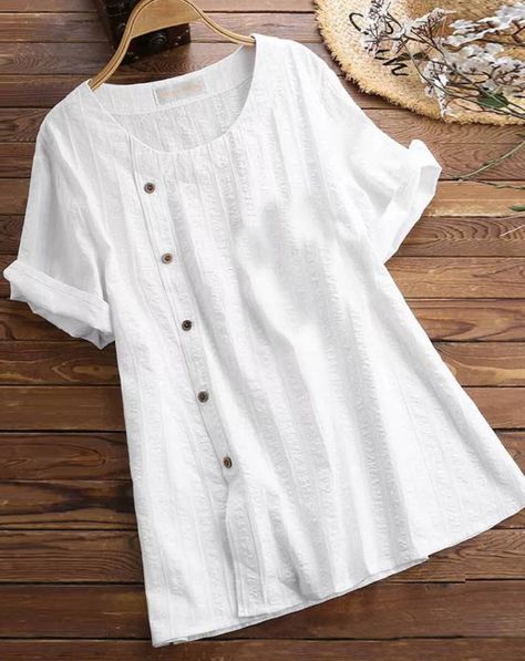 Cotton Short Tops, Cotton Tops Designs, Kurta Patterns, Plain Blouse, Stylish Dresses For Girls, Frock Design, Kurta Designs, Plain White, Ladies Tops Fashion