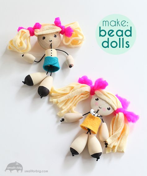 Awww, I love these!! Learn how to make this DIY Wood Bead Dolls craft. Diy Recycle Bottles, Bead Dolls, Best Baby Toys, Toys Design, Doll Diy Crafts, Crafty Kids, Fun Crafts For Kids, Easy Crafts For Kids, Doll Crafts