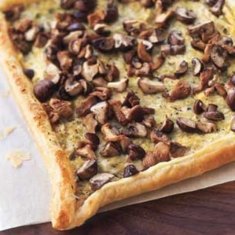 Goat Cheese, Leek and Mushroom Tart Mushroom Leek, Leek Tart, Flatbread Dough, Mushroom Tart, French Homes, Savory Tarts, Small Portions, Savory Tart, French Cooking