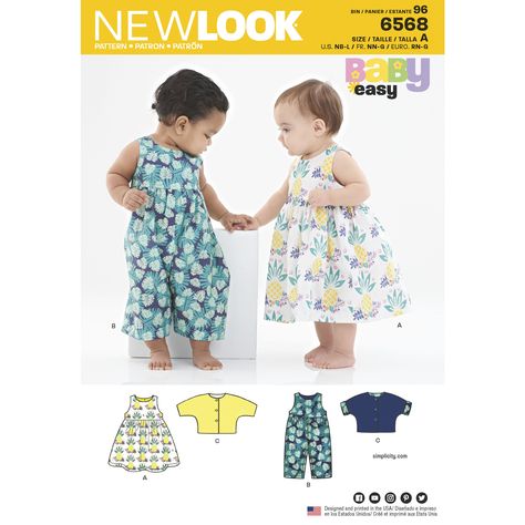 Purchase New Look  New Look Pattern 6568 Babies' Dress, Romper and Jacket and read its pattern reviews. Find other Baby clothes,  sewing patterns. Baby Gifts To Sew, Kids Sewing Patterns, Gifts To Sew, New Look Patterns, Childrens Sewing Patterns, Sew Baby, Baby Basics, Rompers For Kids, Sewing 101