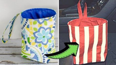 Beginner-Friendly Car Trash Bag Sewing Tutorial | DIY Joy Projects and Crafts Ideas Diy Car Garbage Bag, Car Waste Basket Diy, Car Garbage Bags Pattern, Car Trash Bag Diy Pattern Free, Car Trash Bag Diy, Bag Sewing Tutorial, Garbage Bag Holder, Interfacing Fabric, Diy Joy