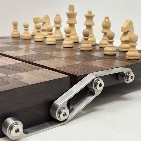 Origami-Obsessed Mechanical Engineer Turned Furniture Designer Develops Crazy Unfolding Chess Board - Core77 Expanding Table, Travel Chess Set, Wooden Chess Board, Farms Living, Wooden Chess, Furniture Designer, Mechanical Engineering, Chess Set, Design Firms