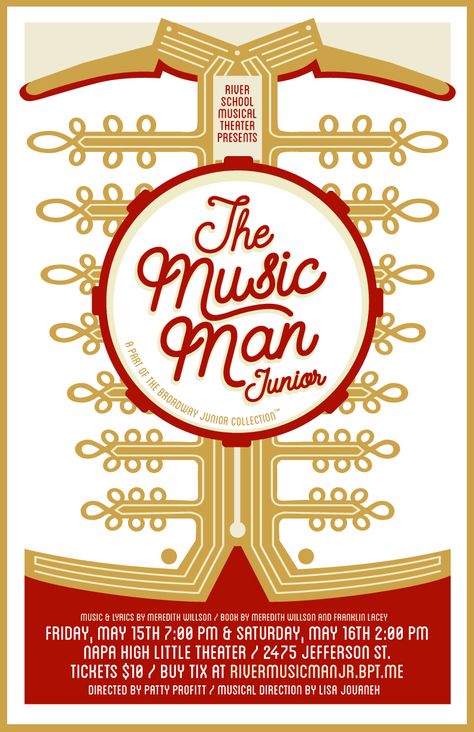 Poster for The Music Man performed by the students at River School in Napa, Ca Theatre Season Poster, Music Man Musical, Stage Crew, Dance Program, Seasons Posters, Musical Theatre Broadway, The Music Man, Napa Ca, Yearbook Ideas