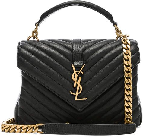 Saint Laurent Medium Monogramme College Bag in Black | FWRD Ive Saint Laurent Bags, College Bag Ysl, St Laurent Bag, Tas Ysl, Ysl College Bag Medium, Ysl College Bag, Saint Laurent College Bag, Most Expensive Handbags, St Laurent