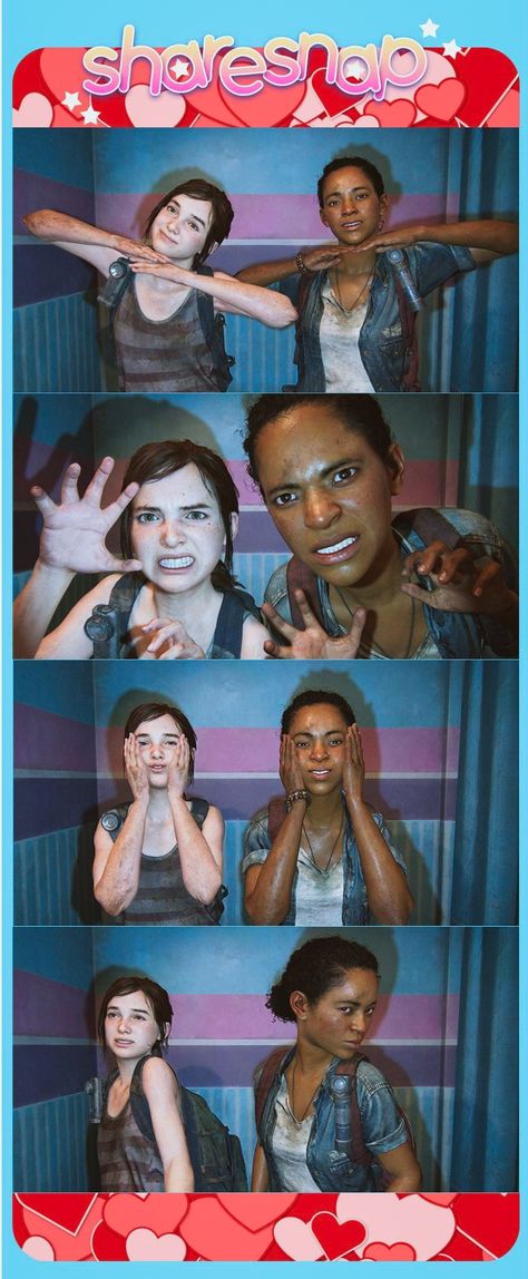 The Last Of Us: Left Behind Ellie & Riley photo booth Ellie And Riley, Last Of Us Part 1, Ellie Fanning, Boar Hunting, Video Game Posters, Steve Lacy, Paper Collage Art, V Games, Halloween Inspo