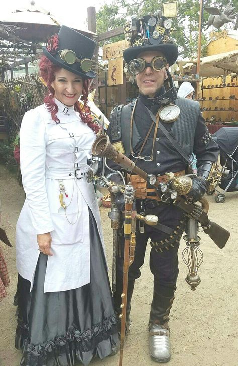 So Cal Renaissance pleasure faire 2017. Time Traveler weekend. Steampunk scientists. Time Travel Costume Ideas, Time Traveler Costume, Steampunk Scientist Costume, Steampunk Time Traveler Outfit, Steampunk Cosplay Costume For Fantasy Events, Time Traveler, Steampunk Conductor, Fitted Steampunk Cosplay Costume, Steampunk Circus