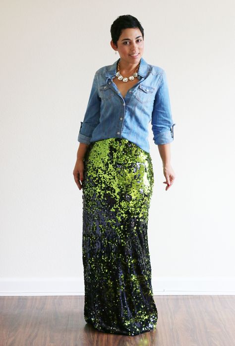 Sequin Skirt Silver, Sequin Shoes Outfit, Green Sequin Skirt Outfit, Sequin Skirt Diy, Diy Sequin Skirt, Sequin Maxi Skirt Outfit, Green Sequin Skirt, Sequin Skirt Outfit, Diy Sequin