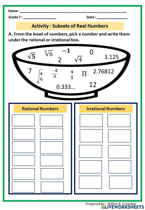 Rational Numbers Worksheet For Grade 8, Rational Vs Irrational Numbers, Rational Numbers Project, Rational Numbers Activities, Rational Numbers Worksheet, Rational And Irrational Numbers, Math Models, Math Tutoring, Letter Blends