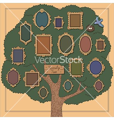 Family tree bird vector vintage frames by Reinekke on VectorStock® Cartoon Template, Bird Vector, Background Cartoon, Photoshop Tutorial Design, Bird Tree, Yellow Background, Downloadable Art, Vintage Frames, Design Tutorials