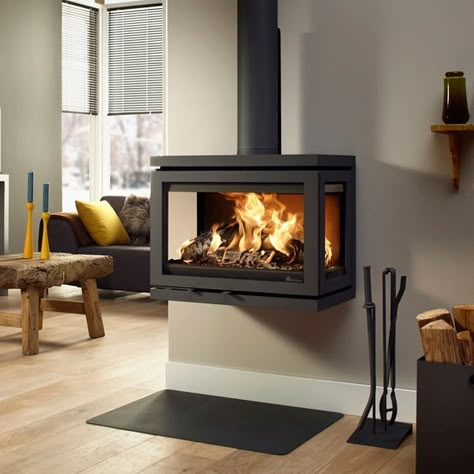 Fire Feature Wall, Wood Burning Stoves Living Room, Log Burner Living Room, Inset Stoves, Boiler Stoves, Fireplace Beam, Freestanding Fireplace, Living Room Decor Fireplace, Pellet Stove