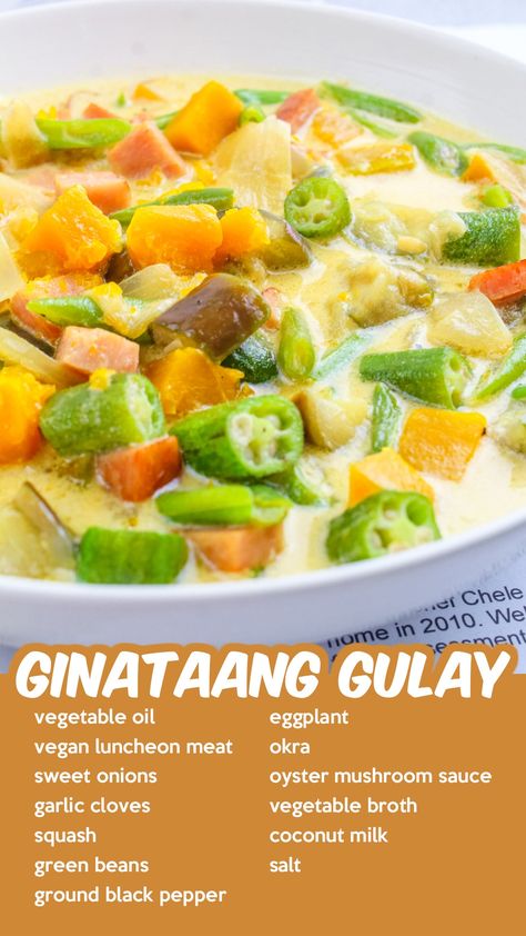 This easy Ginataang Gulay recipe is a healthy and creamy Filipino vegetable stew recipe that is perfect for lunch or dinner! Give this a try! Ginataang Gulay Filipino Food, Filipino Food Dinner, Vegetable Recipes Filipino, Healthy Filipino Food, Gulay Recipe Filipino Food, Healthy Filipino Recipes, Gulay Recipe, Ginataang Gulay, Filipino Vegetable Recipes