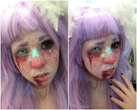 Creepy cute Yami Kawaii Makeup, Tumblr Inspiration, Gore Makeup, Creepy Makeup, Alt Model, Makeup Tumblr, Goth Model, Alt Makeup, Kawaii Makeup