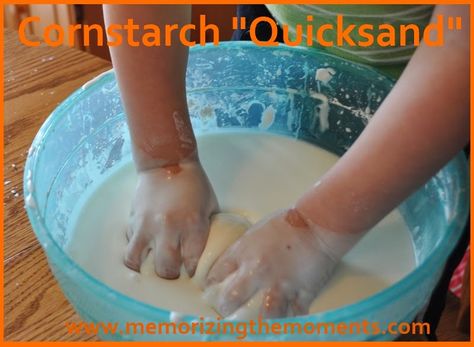 Cornstarch Quicksand - Alphabet in Simple Science: Q is for Quicksand Letter Q Crafts, Preschool Crafts Fall, Homeschool Preschool Activities, Simple Science, Preschool Projects, Abc Activities, Preschool Class, Letter Q, Preschool Letters