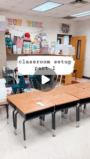 Madison | Falling for 1st on Instagram: "Here is part 1 of my classroom setup! Stay tuned for more as I finish putting my room together 💖  #classroomsetup #classroomideas #firstgradeteacher #teachersofinstagram" Shared Classroom Setup, Classroom Setup Elementary Layout, Classroom Centers Setup, Portable Classroom Setup, Fundations Classroom Set Up, Tiny Classroom Setup, Classroom Setup With Tables, Classroom Set Up Ideas Layout Elementary, Grade 3 Classroom Setup