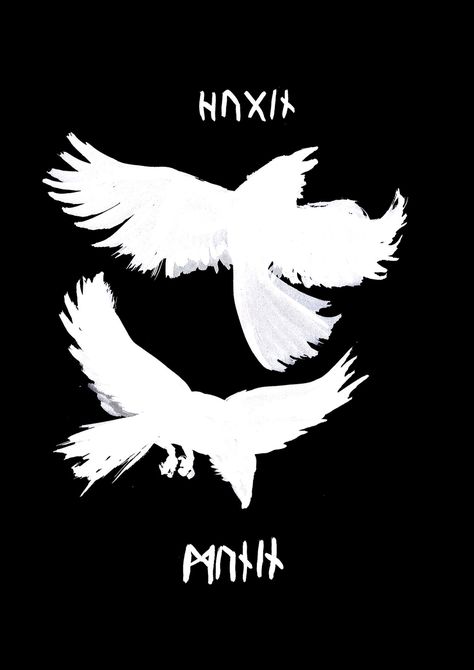 Odin's ravens Norse Mythology, Ravens, The Words, Birds, White, Black, Art