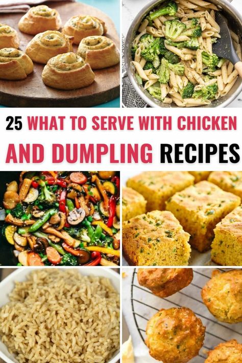 Stuck on what to serve with chicken and dumplings? In this collection you will find delicious recipes to serve with chicken and dumplings for your next meal. You will find recipes from all different food groups to add variety to your dinner table with the chicken and dumpling meal! Throughout this collection you will find everything from vegetable side dishes to bread recipes to pair with your meal! What To Serve With Chicken And Dumplings Meals, What To Eat With Chicken And Dumplings, Sides That Go With Chicken And Dumplings, What Goes With Chicken And Dumplings, Side Dishes For Chicken And Dumplings, Chicken And Dumplings Sides Dishes, What To Serve With Chicken And Dumplings, Sides For Chicken And Dumplings, Baked Chicken And Dumplings