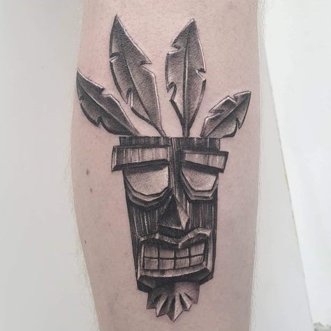 Aku Tattoo, Aku Aku Tattoo, Crash Bandicoot Tattoo, Filler Tattoos, Nelson New Zealand, New Zealand Tattoo, Trending Tattoos, Maori Tattoos, Key Tattoos