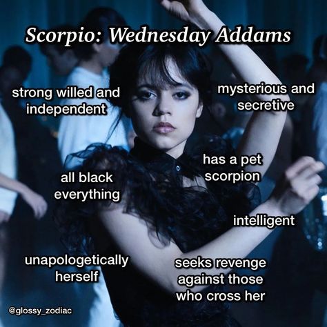 Scorpio - Wednesday Addams 🔪 Wednesday Characters, Wednesday Addams Tattoo, Wednesday Addams Quotes, Wednesday Humor, Addams Family Wednesday, Tough Girl Quotes, Favorite Movie Quotes, Capricorn Zodiac, Tough Girl