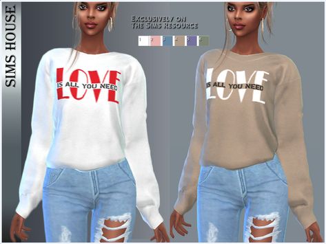 The Sims Resource - WOMEN'S SWEATSHIRT Sims 4 Sweatshirt, Sims Tops, Sims 4 Piercings, Sims Clothes, Cc Mods, Sims 4 Collections, Female Clothing, Cc Sims, Sims 4 Clothing