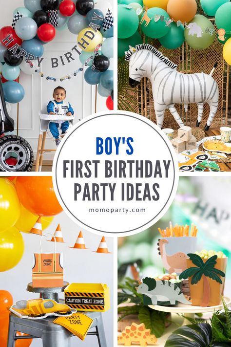 It’s your baby boy’s first birthday, and it’s time to celebrate! To help you create the most memorable day for your little one, check out our list of the most popular first birthday themes for boys. From a FAST ONE race car party to a WILD ONE safari party, find the perfect party theme for your one-year-old boy. For more inspiration for decorations, party favors, and other first birthday ideas, check out momoparty.com now! First Birthday Themes For Boys, Birthday Party Themes For Boys, First Birthday Ideas, Boy Birthday Party Themes, Animal Safari, Party Themes For Boys, Birthday Themes For Boys, Race Car Party, First Birthday Party Themes