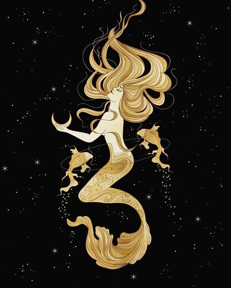 Celestial Mermaid, Pisces Constellation Tattoo, Virgo Constellation Tattoo, Pisces Season, Virgo Constellation, Pisces Constellation, Mermaid Drawings, Constellation Tattoos, Mermaids And Mermen