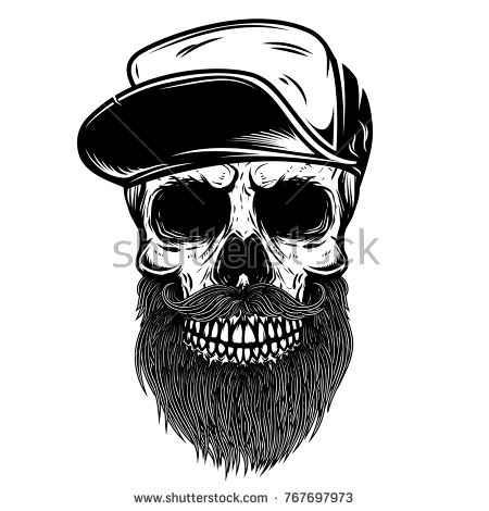 Baseball Hat Tattoo, T Shirt Poster, Baseball Cap Design, Hat Tattoo, Bearded Skull, Cap Design, Design Element, Baseball Cap, Vector Illustration