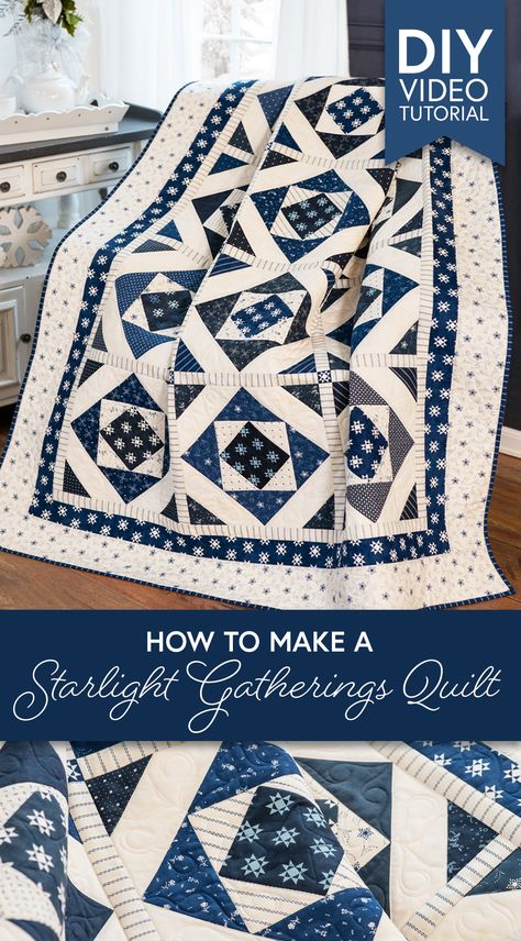 Blue And Cream Quilts, Moda Fabric Quilts Free Pattern, Blue And White Quilt Ideas, Sewing Blankets, Moda Fabric Collections, Moda Fabric Quilts, White Quilts, Free Pattern Download, Pretty Quilt