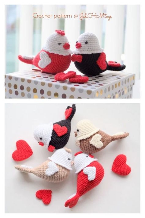 To get more updates about Amigurumi Valentines Day Free Pattern Must visit our website Crochet Valentine Stuffed Animals, Love Birds Crochet, Valentine's Crochet Patterns, Crochet Love Birds Free Pattern, Crochet Valentines Amigurumi, Crocheted Valentines Ideas, Crochet Valentines Day Patterns Free, Valentine’s Day Crochet Patterns, Valentines Crochet Patterns Free