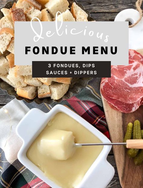 Holiday Fondue, Fondue Sauces, Seafood Fondue, Fondue Dipping Sauces, Fondue Dinner Party, Meat Fondue, Cafe Delights, Oil Fondue, Fondue Ideas