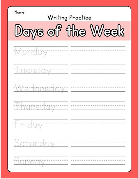 Days of the Week & Months of the Year Tracing Worksheets Days Of The Week Worksheet Kindergarten, Letter Tracing Printables, Practice Handwriting, Tracing Lines, Spelling Worksheets, Learning Worksheets, Days And Months, Educational Activities For Kids, Months Of The Year