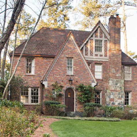 Brookhaven Tudor – Revival Construction Tudor House Interior Modern, Mid Century Tudor Home, Old Tudor House Exterior, German Tudor House Interior, German Tudor House, English Revival Homes, English Tudor Homes Exterior, Tudor Brick House, Gothic Tudor House