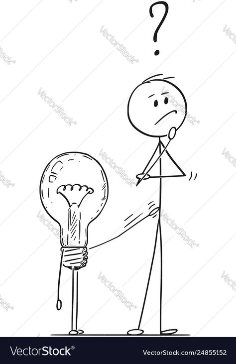 Idea Lightbulb, Stick Men Drawings, Stick Figure Drawing, Book Page Art, Stick Man, Conceptual Illustration, Gift Packing, Cartoon Man, Stick Figure